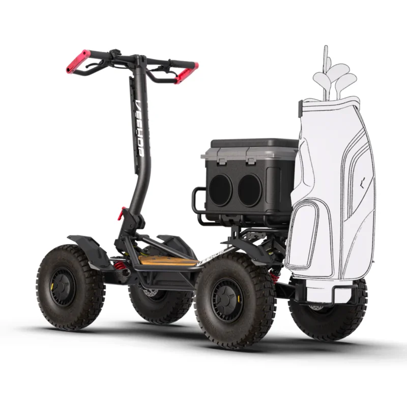 Golf cart with cooler and bag